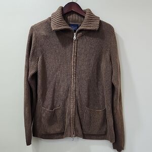 Woven Cozy 100% Cotton Men's Tan Zip-Up Sweater